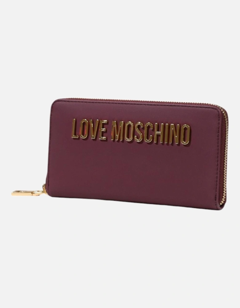 Zip Fastening Polyurethane Wallet with Inside Pockets Women - Bordeaux