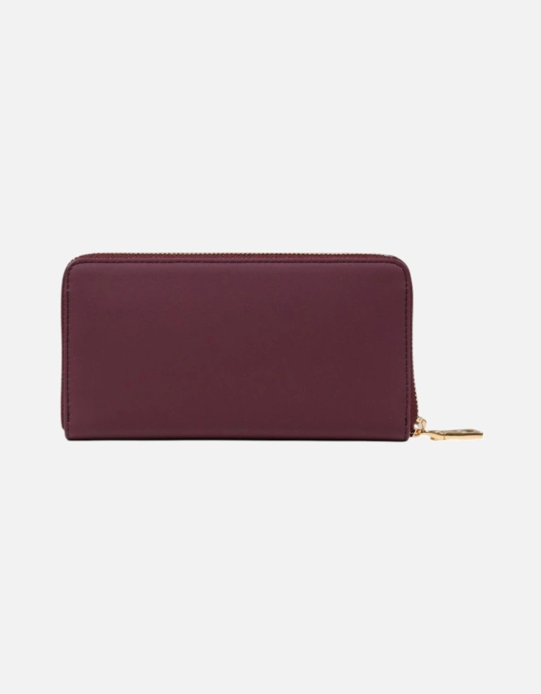 Zip Fastening Polyurethane Wallet with Inside Pockets Women - Bordeaux