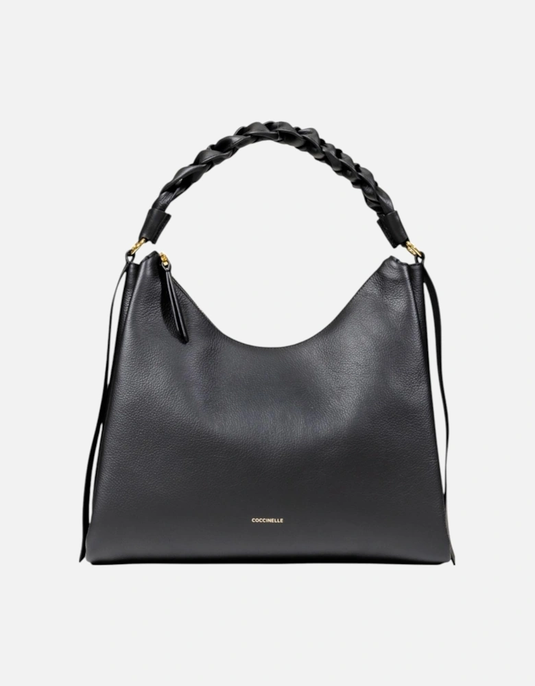 Leather Zip-Closure Bag with Inside Pockets Women - Black