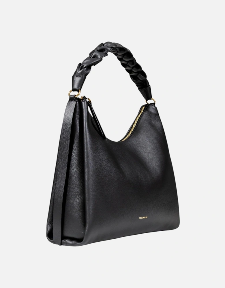 Leather Zip-Closure Bag with Inside Pockets Women - Black