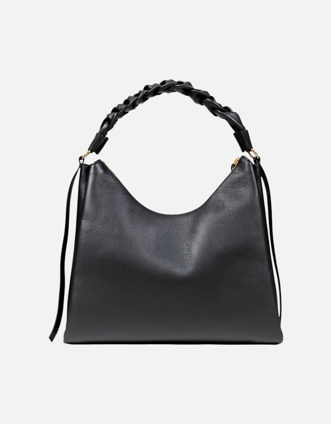 Leather Zip-Closure Bag with Inside Pockets Women - Black