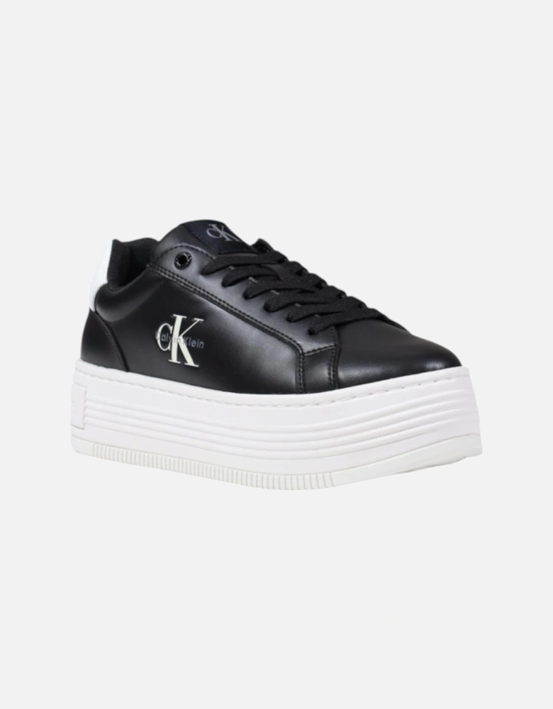 Platform Leather Lace-Up Sneakers Women - Black