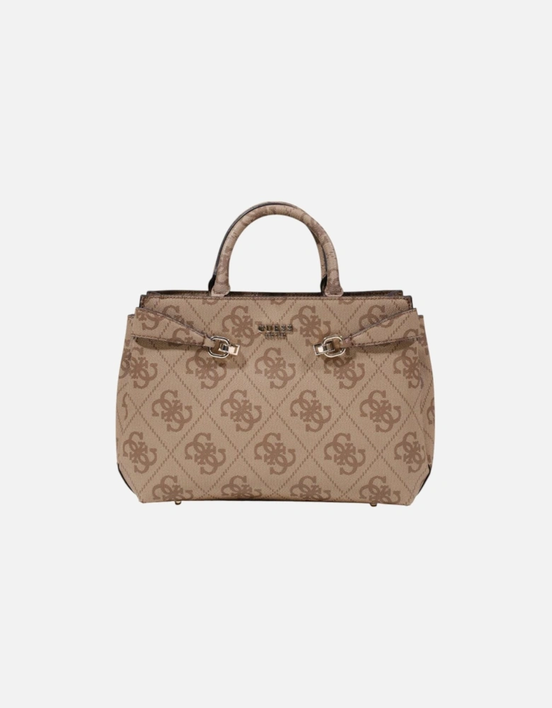 Printed Handbag with Shoulder Strap and Zip Closure Women - Beige Bags