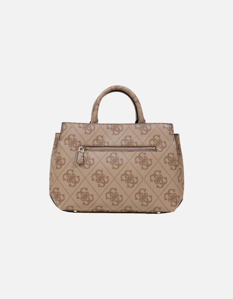 Printed Handbag with Shoulder Strap and Zip Closure Women - Beige Bags