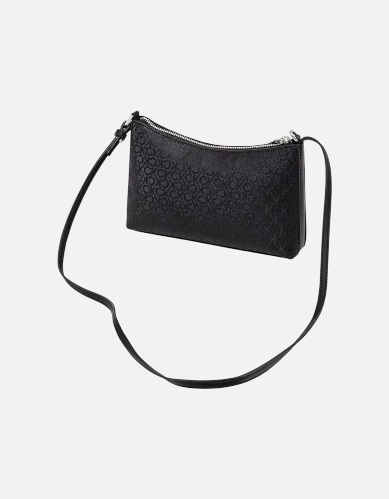 Plain Zip Fastening Bag with Inside Pockets Women - Black
