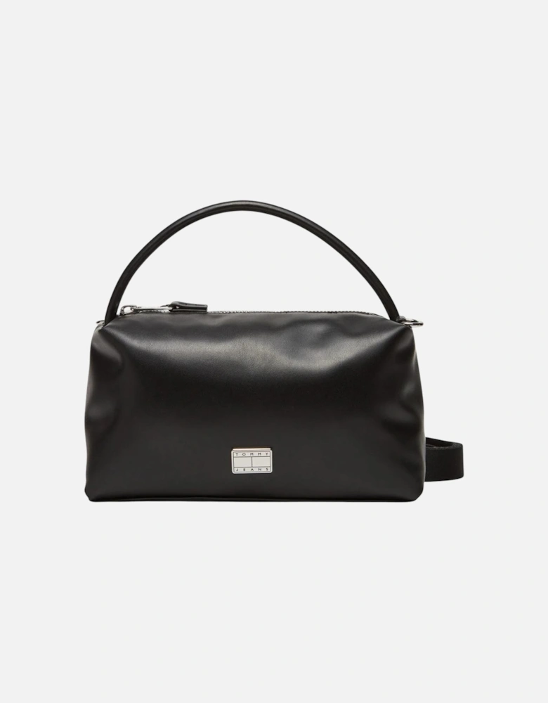 Zip Closure Polyurethane Bag with Inside Pockets Women - Black