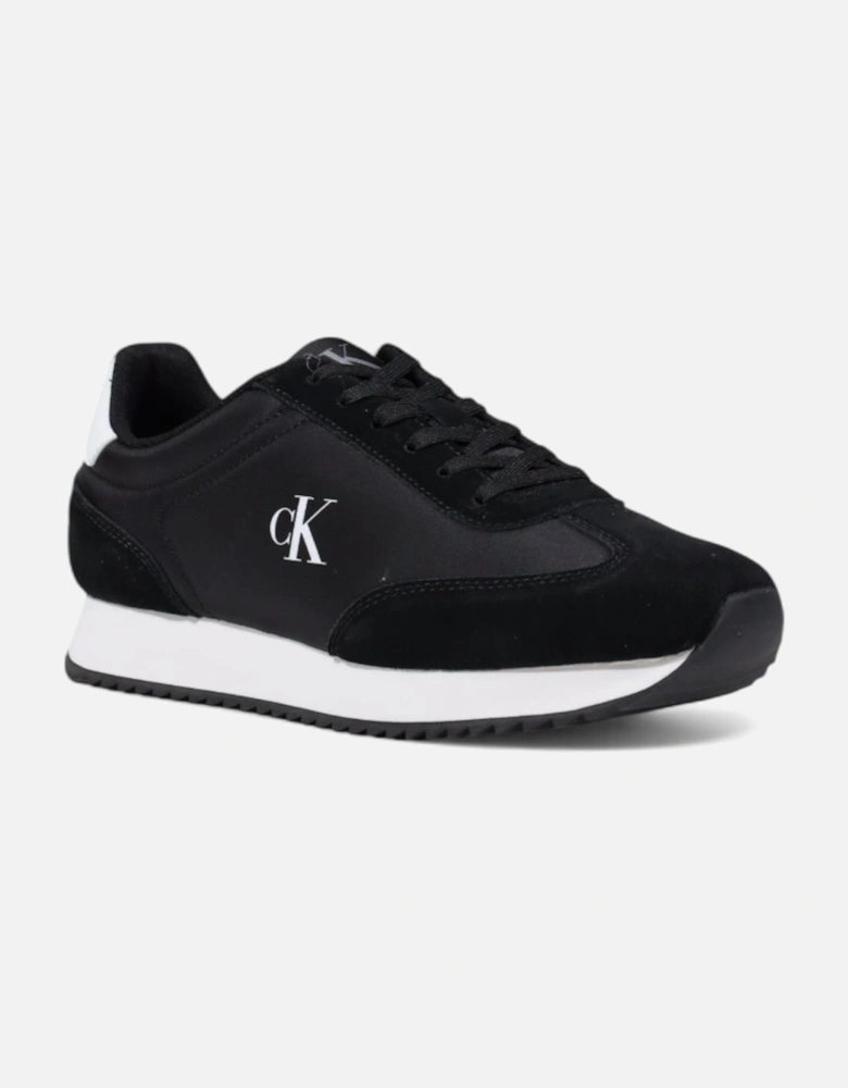 Leather Lace-Up Sneakers Women - Black
