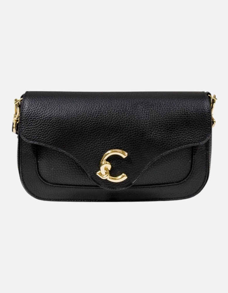Leather Bag with Inside Pockets Women - Black