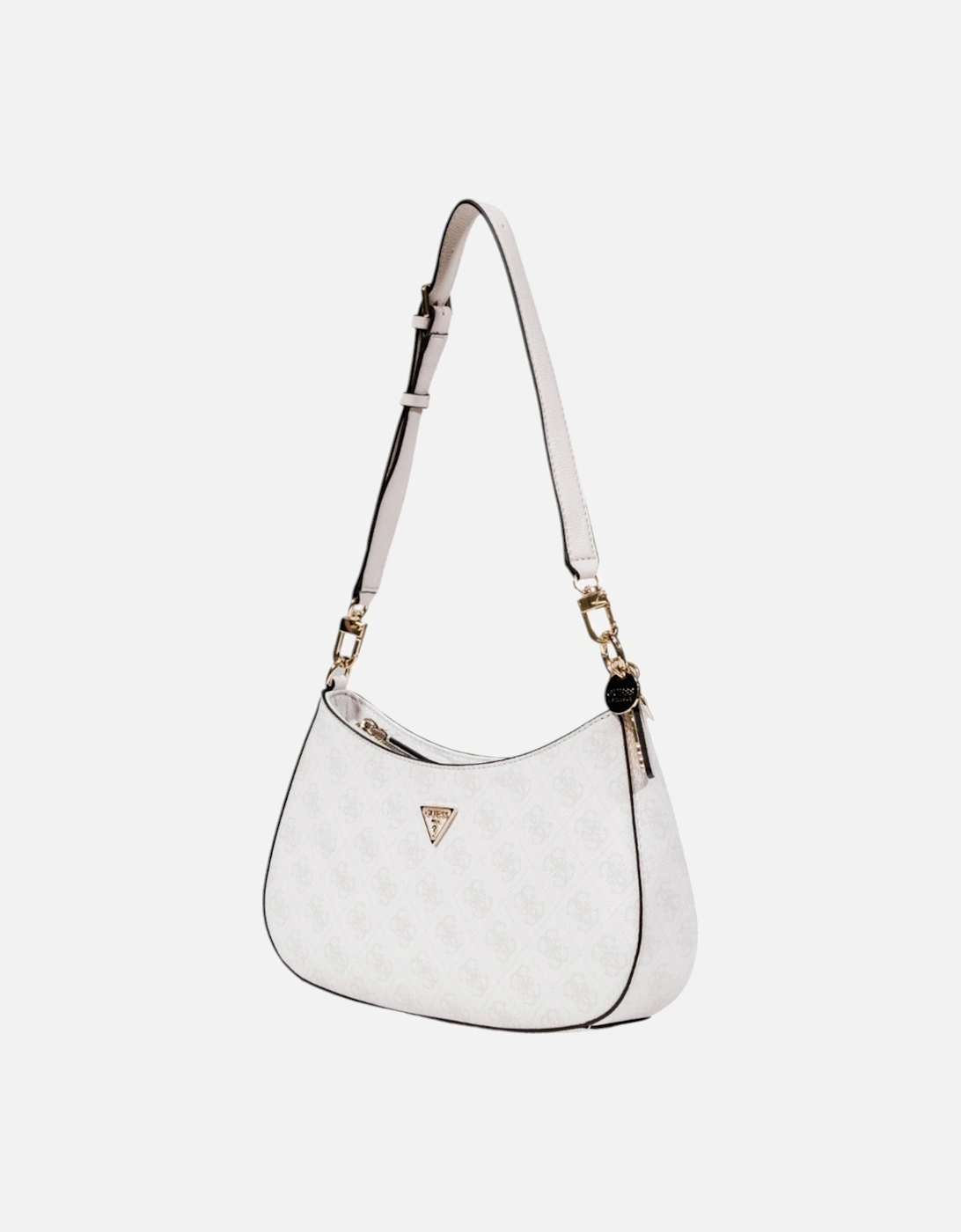 Zip Closure Plain Bag with Pockets Women - White