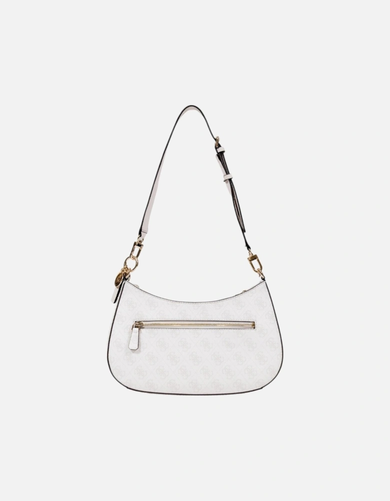 Zip Closure Plain Bag with Pockets Women - White