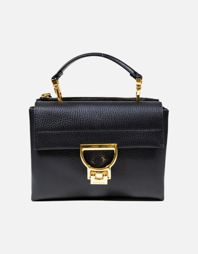 Magnet Fastening Leather Bag with Inside Pockets Women - Black