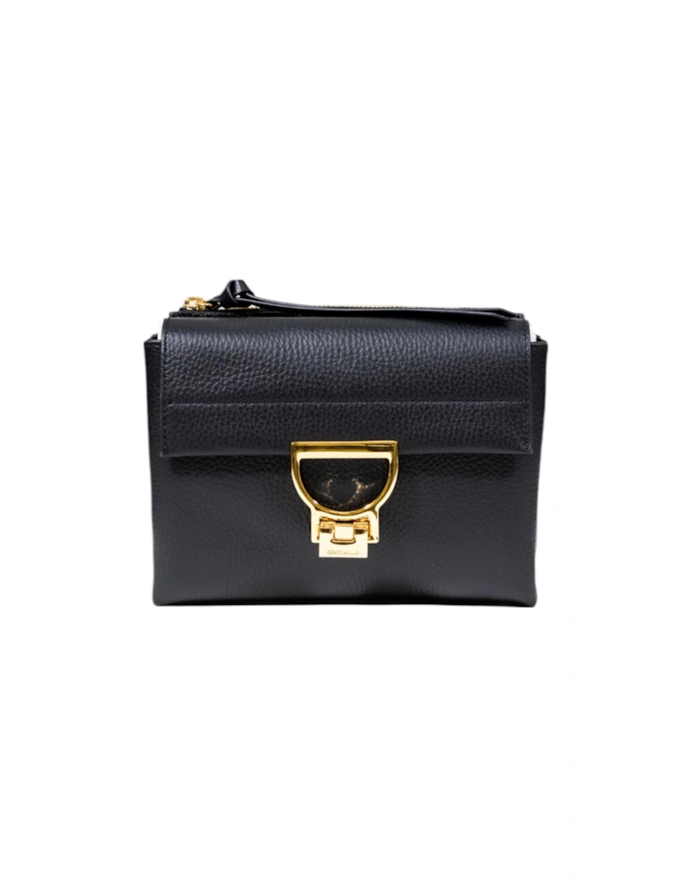 Magnet Fastening Leather Bag with Inside Pockets Women - Black