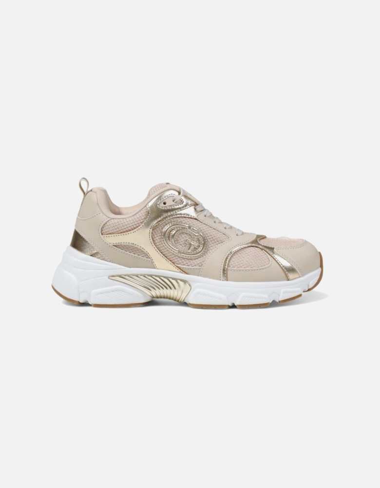 Lace-Up Beige Sneakers with Polyester and Polyurethane Women