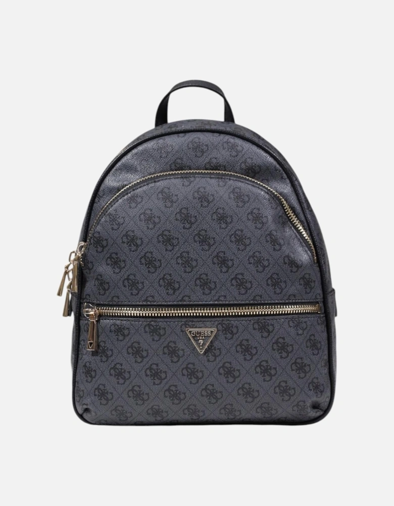 Printed Polyurethane Rucksack with Zip Closure Women - Grey Bags