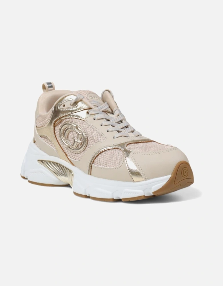 Lace-Up Beige Sneakers with Polyester and Polyurethane Women