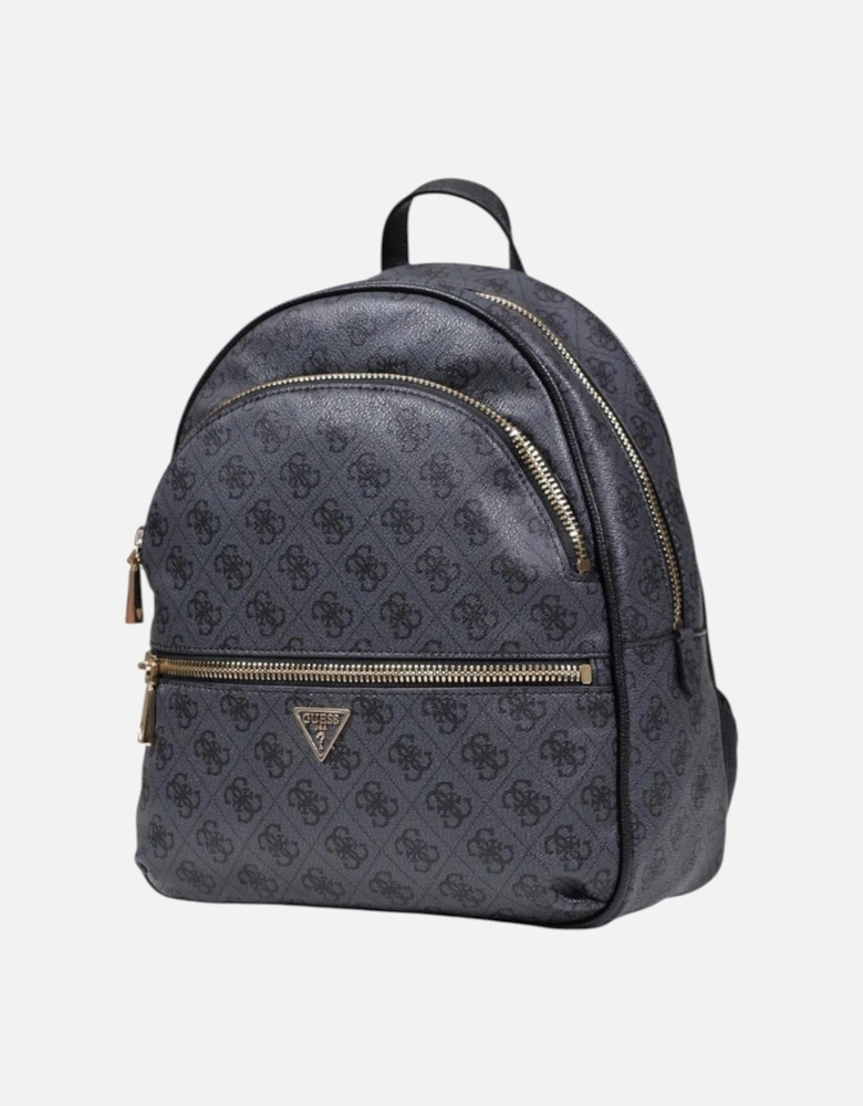 Printed Polyurethane Rucksack with Zip Closure Women - Grey Bags