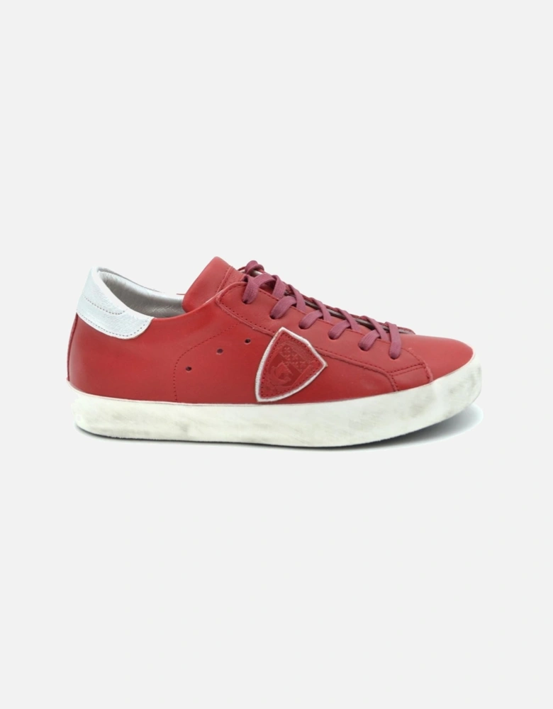 Leather Lace-Up Sneakers Women - Red