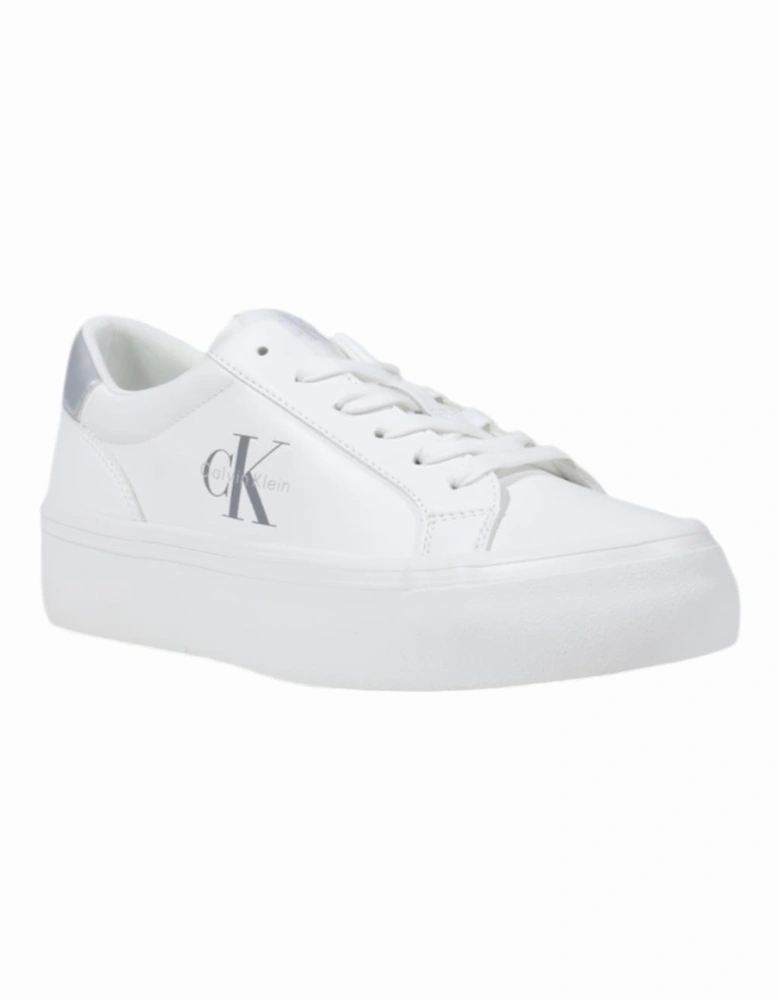 Leather Lace-Up Sneakers Women - Silver