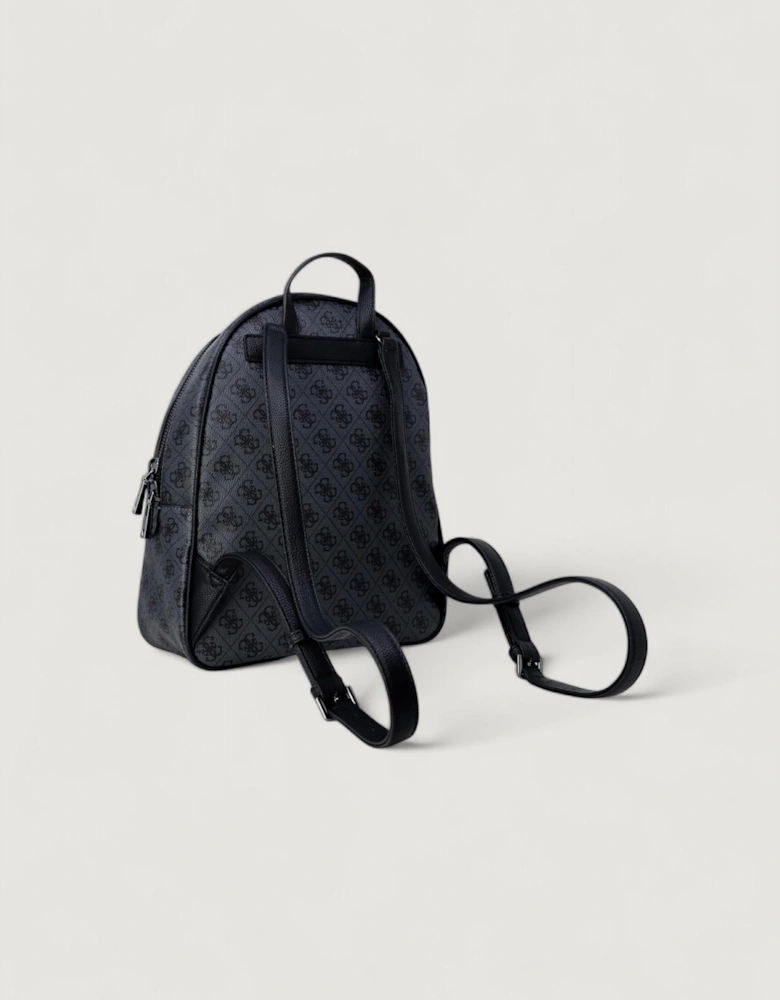 Printed Polyurethane Bag with Zip and Pockets Women - Grey