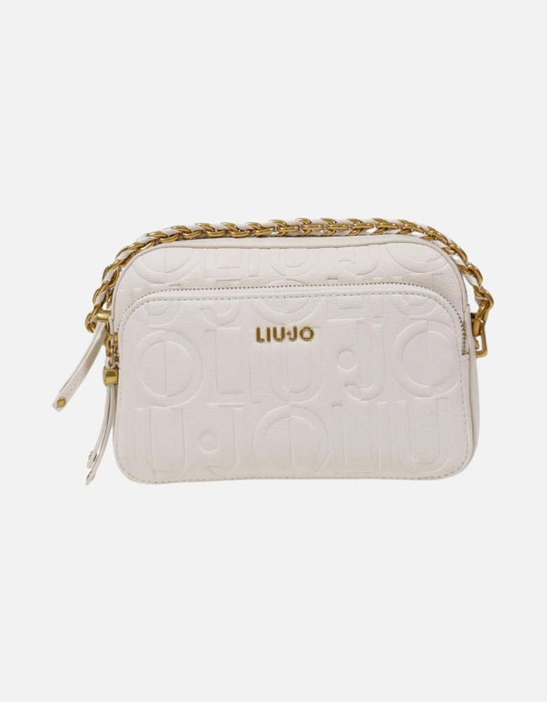 Faux Leather Zip-Closure Bag with Pockets Women - White
