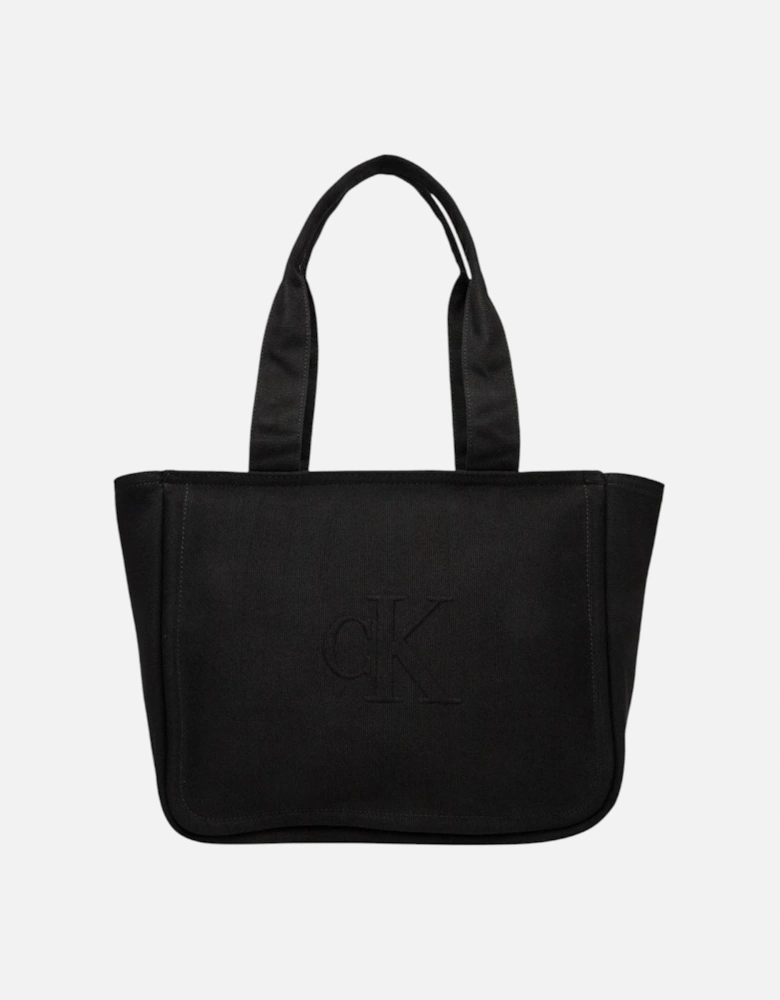 Cotton Zip-Fastening Bag with Inside Pockets Women - Black