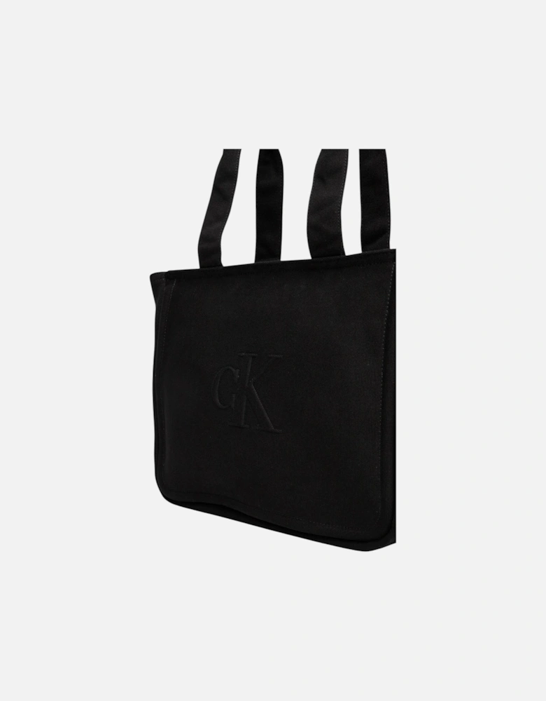 Cotton Zip-Fastening Bag with Inside Pockets Women - Black