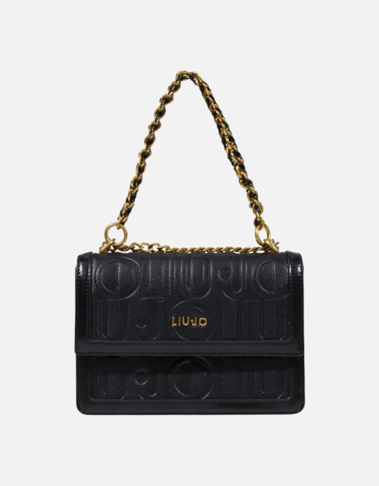 Faux Leather Plain Bag with Magnetic Fastening Women - Black