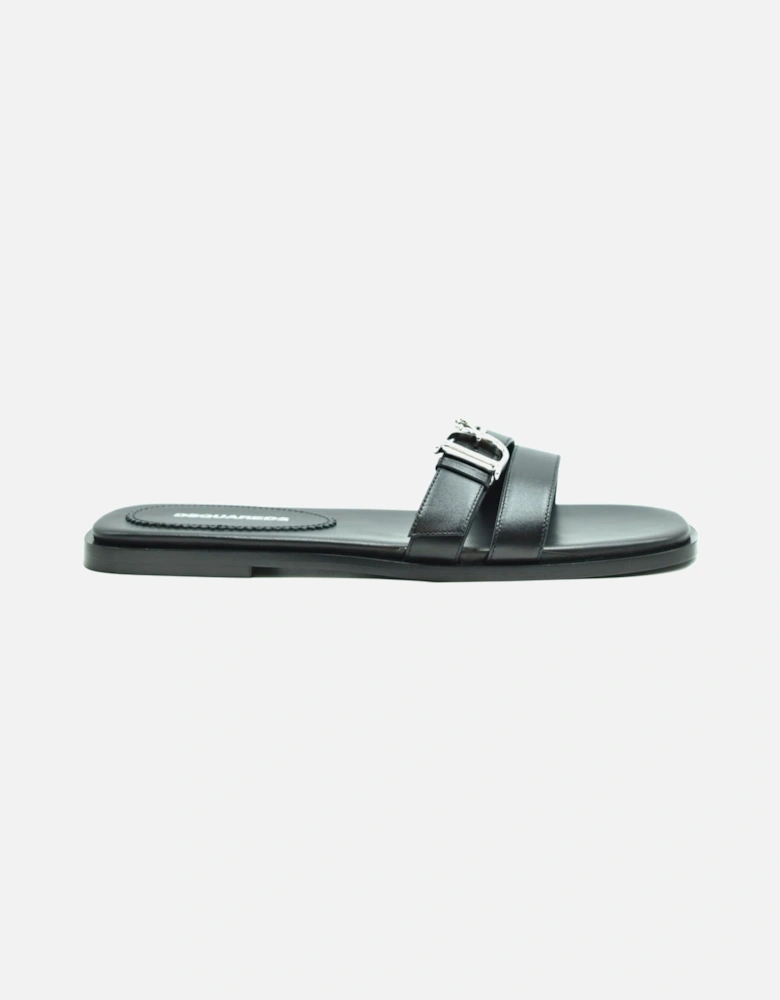 Leather Sandals with Synthetic Sole Women - Black