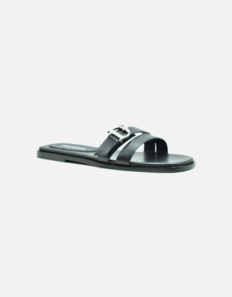 Leather Sandals with Synthetic Sole Women - Black