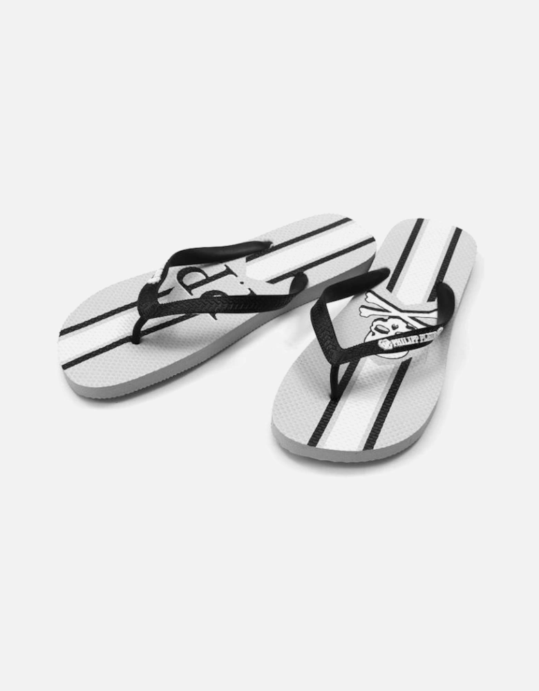 Edgy Luxury Flip Flops with Logo Print Women - Gray Sandals