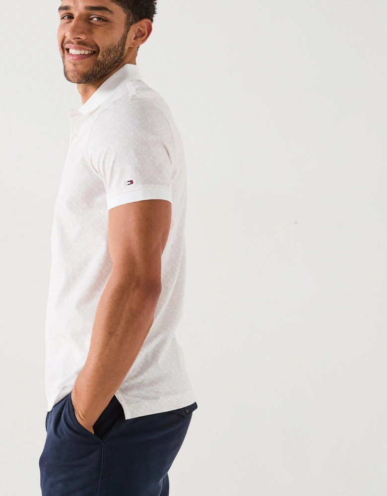Regular Fit Monogram AOP Polo Shirt - White