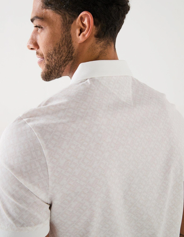 Regular Fit Monogram AOP Polo Shirt - White