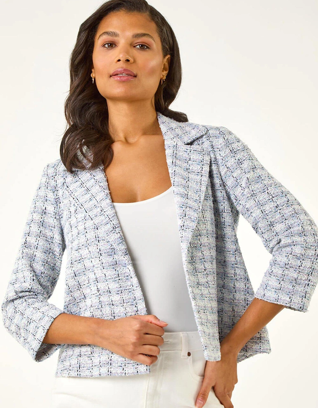 Textured Check Print Collar & Revere Blazer - Lilac, 2 of 1