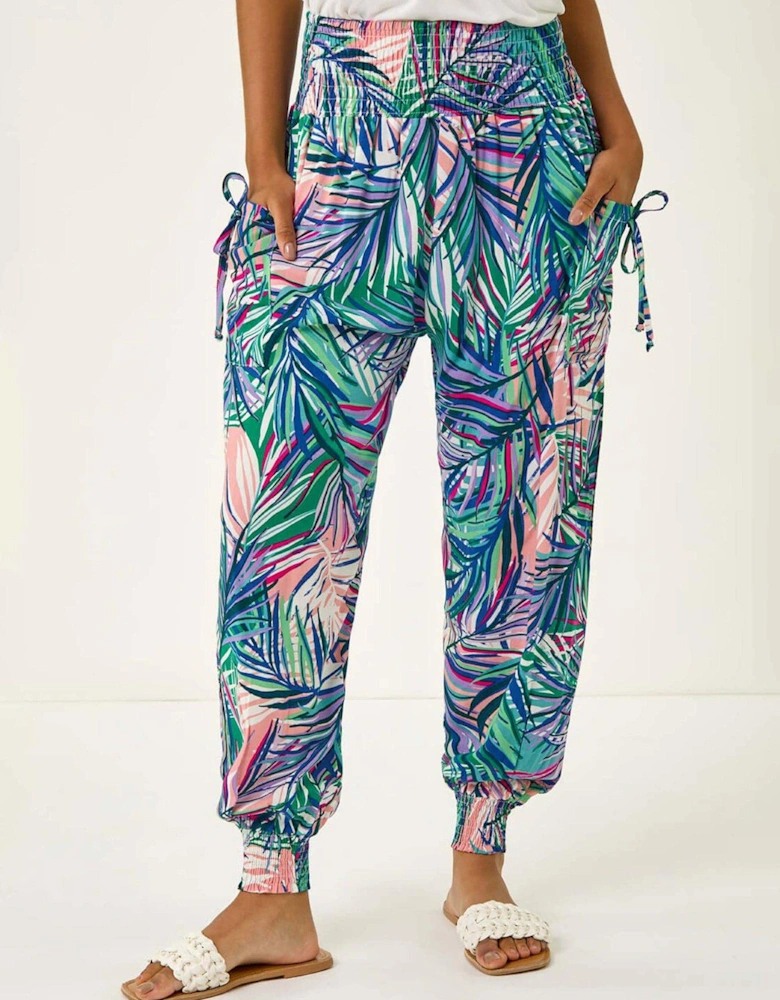 Abstract Tie Pocket Trousers - Turquoise