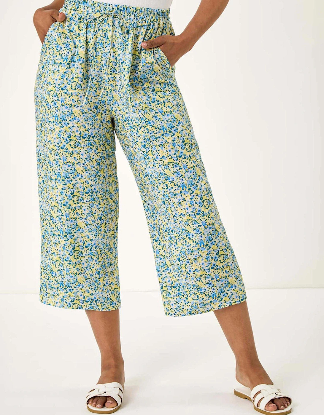 Petite Spotted Crop Trousers - Blue, 2 of 1