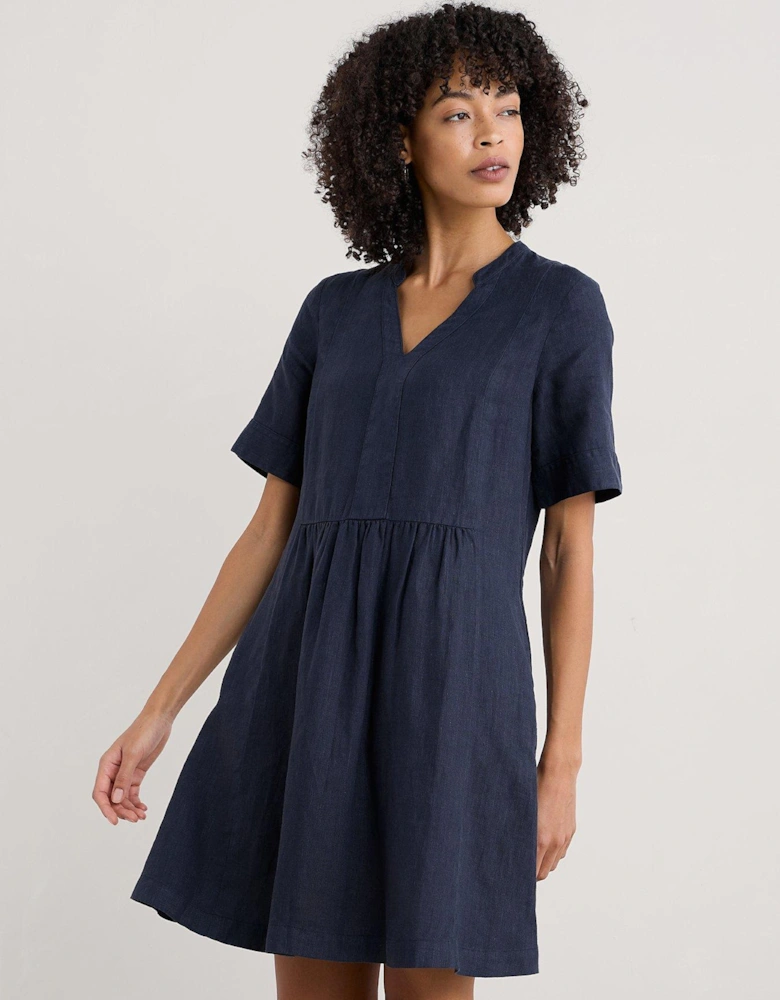 Draw Kiln Linen Dress - Navy