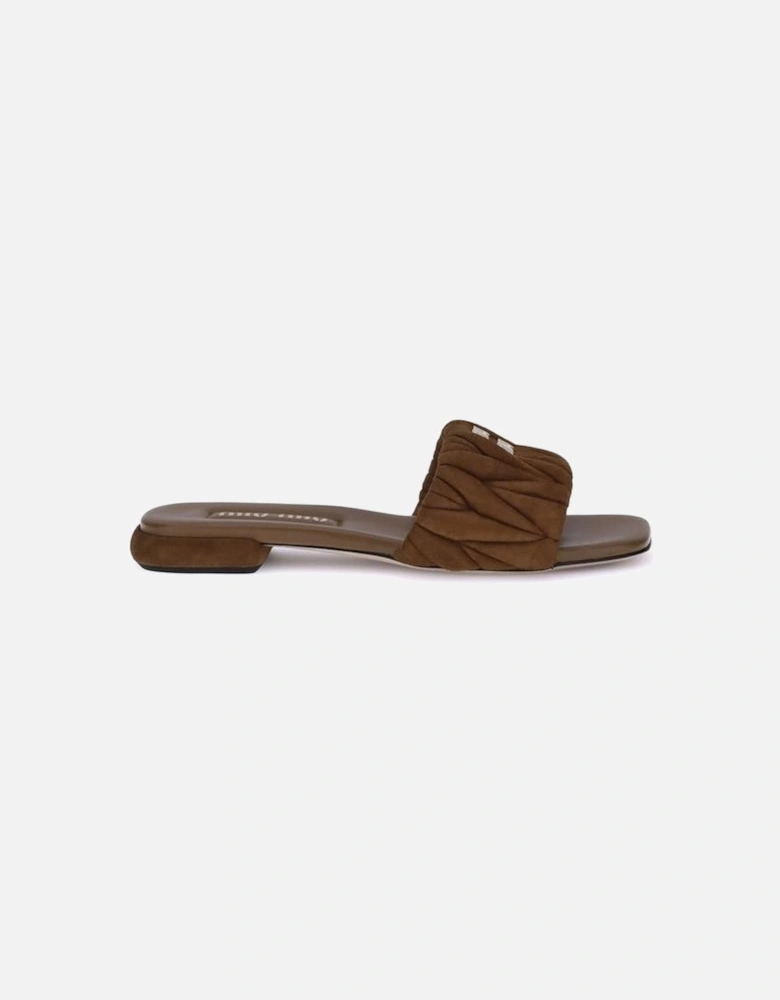 Matelasse Nappa Leather Sandals with Metal Lettering Women - Black