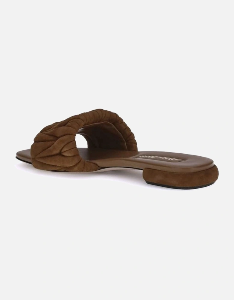 Matelasse Nappa Leather Sandals with Metal Lettering Women - Black