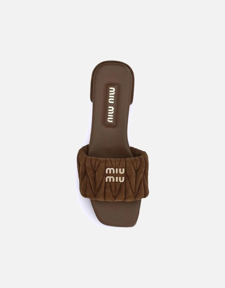 Matelasse Nappa Leather Sandals with Metal Lettering Women - Black