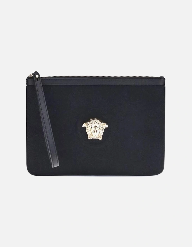Medusa Canvas Pouch with 3D Plaque Women - Black Clutch Bags