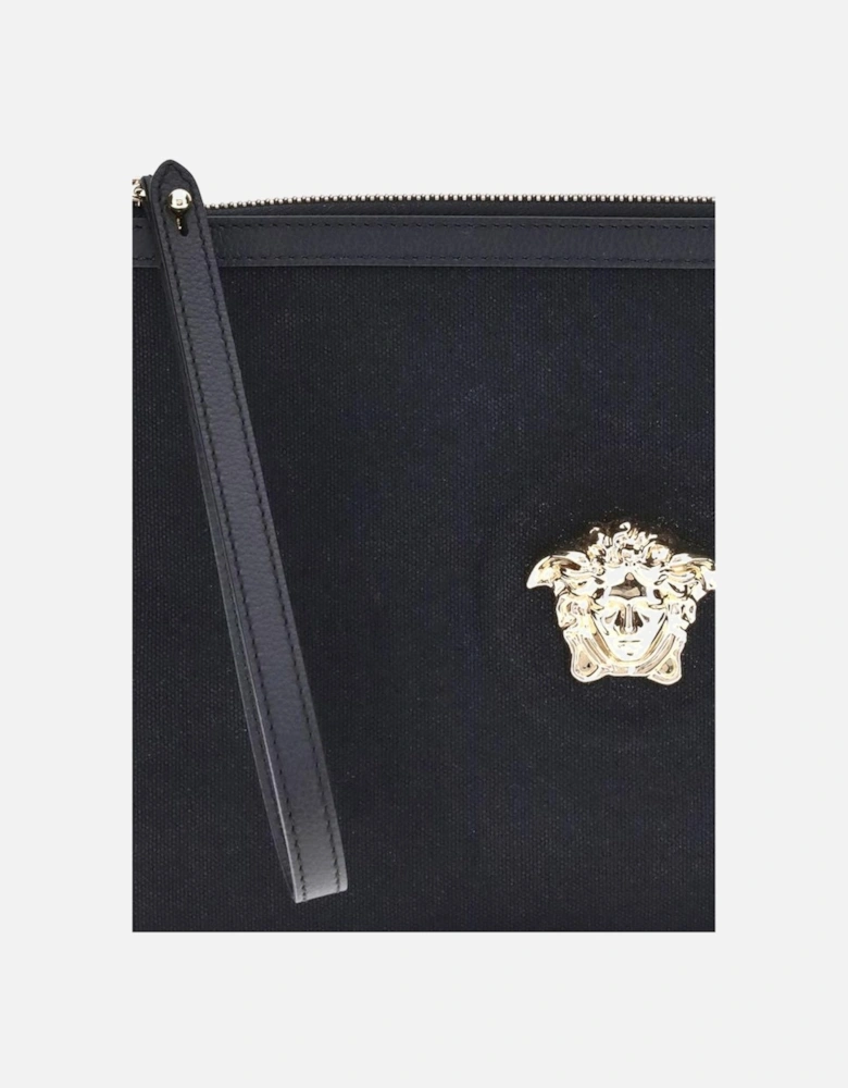 Medusa Canvas Pouch with 3D Plaque Women - Black Clutch Bags