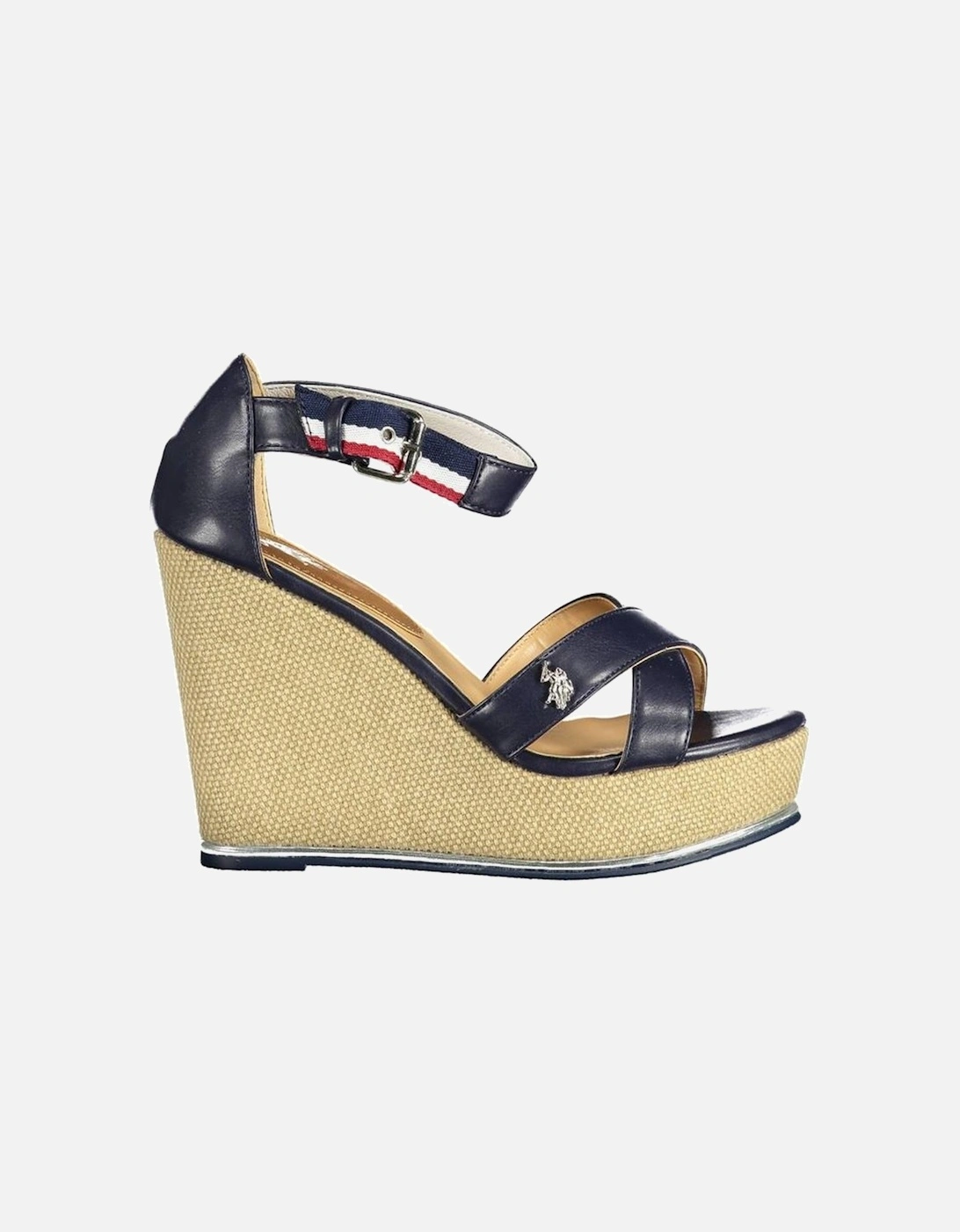 Ankle Strap Wedge Sandals with Contrasting Details Women - Blue, 4 of 3