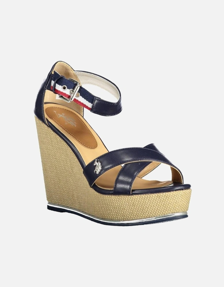 Ankle Strap Wedge Sandals with Contrasting Details Women - Blue