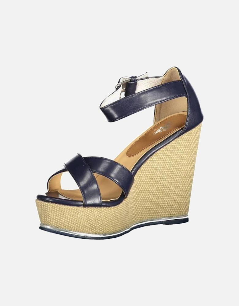 Ankle Strap Wedge Sandals with Contrasting Details Women - Blue