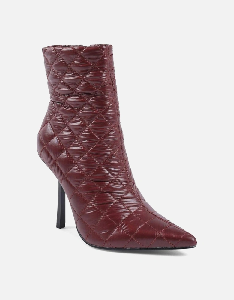 Quilted Ankle Boots with Buckle Detail Women - Bordeaux