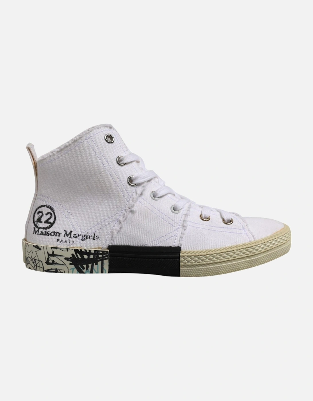 Canvas Mid Top Sneakers with Leather Sole Women - White, 6 of 5