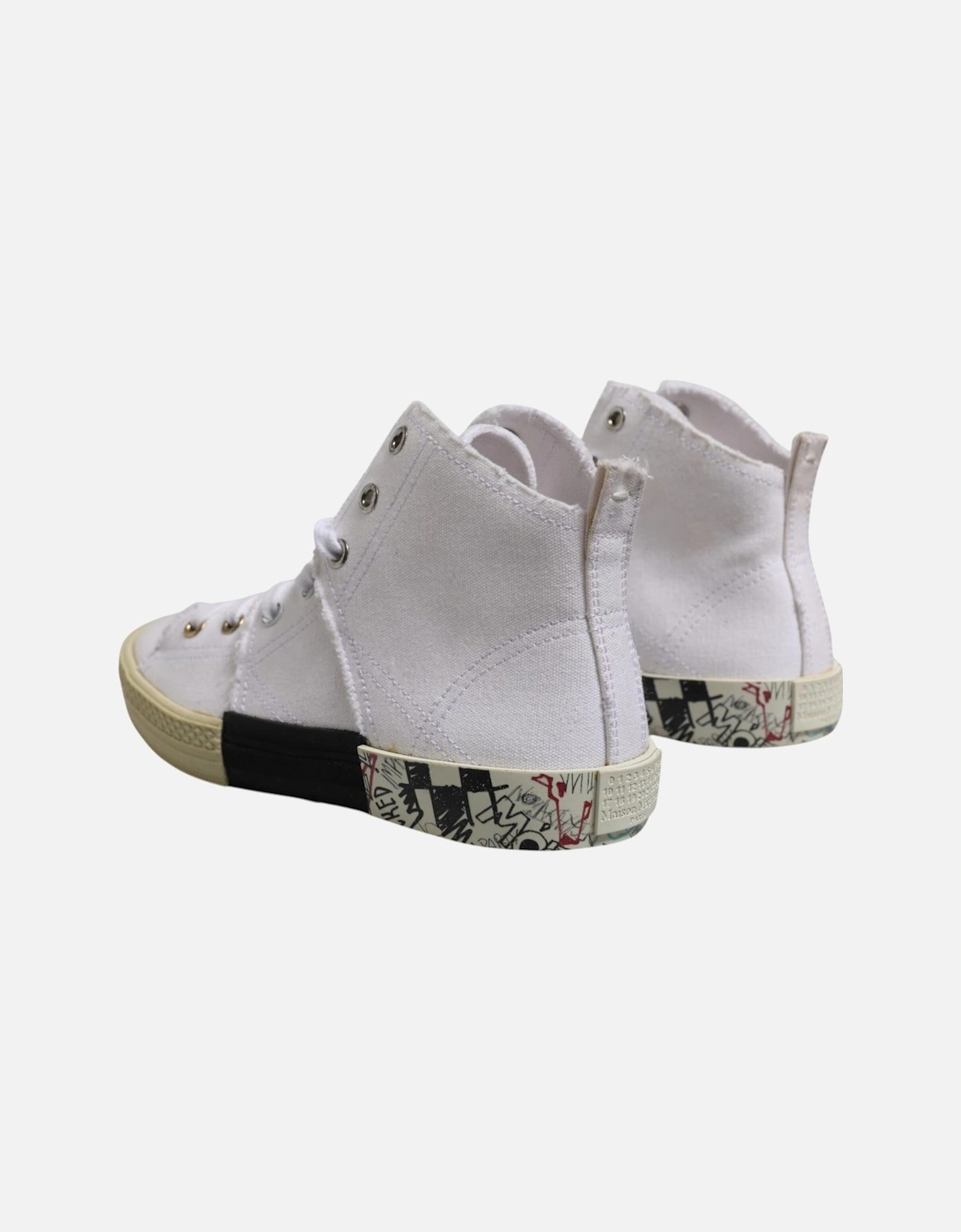 Canvas Mid Top Sneakers with Leather Sole Women - White