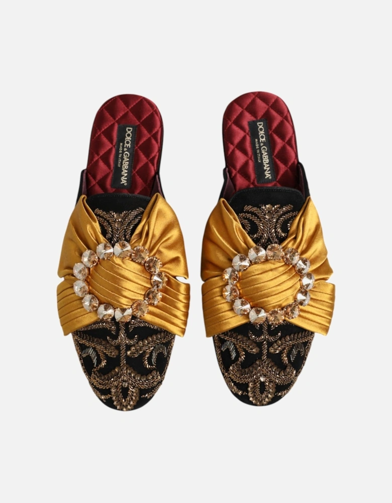 Embellished Leather Flat Sandals with Logo Details Women - Multicolor