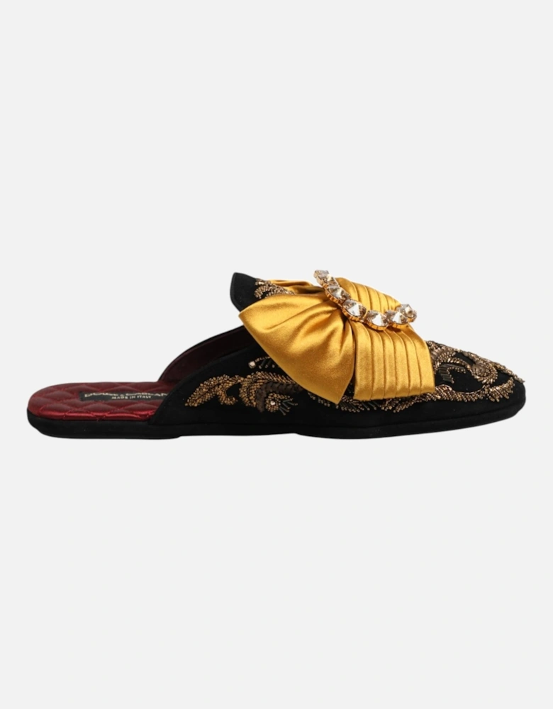 Embellished Leather Flat Sandals with Logo Details Women - Multicolor