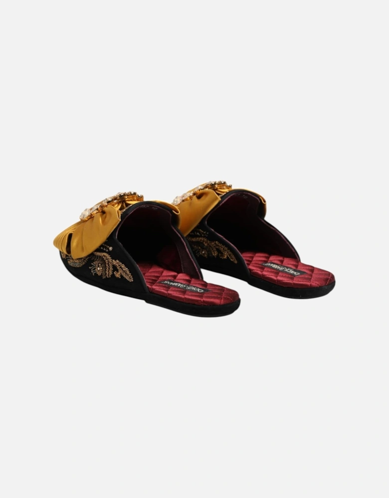 Embellished Leather Flat Sandals with Logo Details Women - Multicolor
